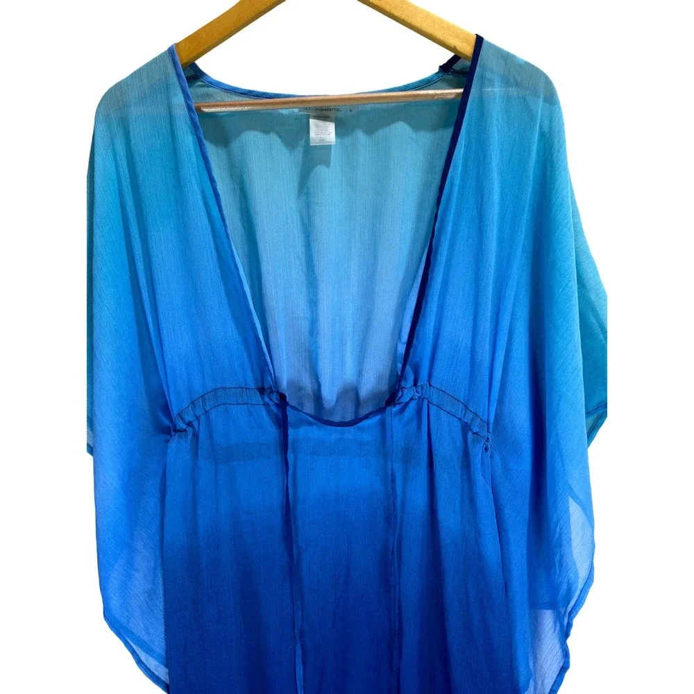 Blue by Rod Beattie Large Sheer Swim Cover-Up | Ombre Blue Beach Tunic Pool Swim - Picture 3 of 9